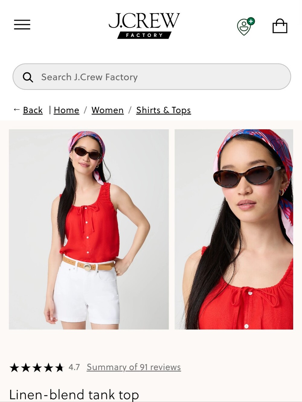 J. Crew Factory Linen-Blend Tank Top NWT